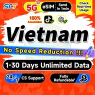SCT Vietnam eSIM 1-30Days Daily 300MB-10GB Unlimited 4G Data Vietnam SIM Card eSIM send in 1min