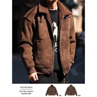 Richell American B3 Bomber Fur Integrated Warm Jacket Men Lapel Lamb Fleece Leather Jacket Winter