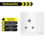 Schneider E8315, 15A, Socket Switch, Round Pin, White