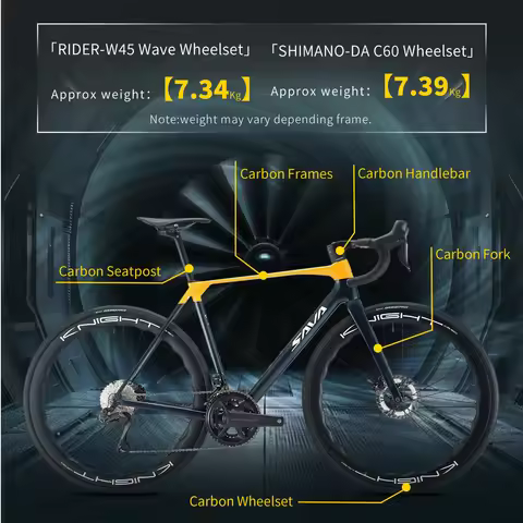 SAVA AEROX Full Carbon Fiber Electronic Shift Road Bike Racing Road Bike 7.3kg with Carbon Fibe W45W