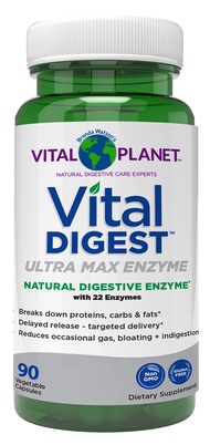 Vital Digest Natural Digestive Enzyme Supports The Breakdown of Proteins, Fats, and Carbohydrates an