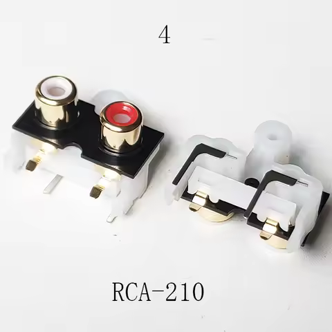 2PCS PCB Mounting Stereo Audio Video Jack RCA Female Connector Two Hole (W+R) RCA-210 Golden