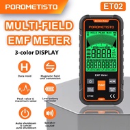 POROMETISTO ET02 3 in 1 Electromagnetic Radiation Detector Tester ET02 Handheld Digital EMF Meter Hi
