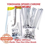 YOKOHAMA SPOKES SPOKE CHROME 100% STEEL LIDI RIM RANTING KRISS SRL110 WAVE125 Y125ZR RXZ EX5 Y110 LC135 RG110 RCB MOMO19