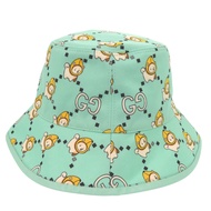 近全新 Gucci Kawaii 印花漁夫帽 736960 4HAX3 柴犬香蕉圖案，XS 碼，棉質和皮革材質，薄荷綠，0849 [二手] GUCCI