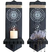 Crystal Display Shelf Set of 2 - Boho Decor for Wiccan Altar Supplies, Witchy Gifts for Women, Witchy Home Decor - Astral Witchcraft Aesthetic Wall Sconces Candle Holders Decorative for Witchy Room.