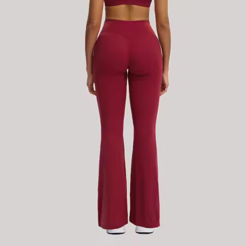 Yoga Pants Bell-bottoms Women Running Pants High Waisted Foldable Fitness Workout Leggings Hip Lifti