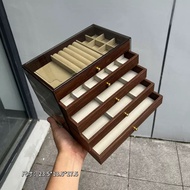 High-End Jewelry Storage Box Walnut Multi-Layer Necklace Ring Earrings Exquisite JJ