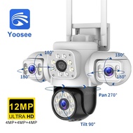 Yoosee กล้องวงจรปิด 6K 12MP 3 เลนส์ 3 หน้าจอ WiFi IP กล้องกลางแจ้ง AI การติดตามอัตโนมัติการบันทึก LO