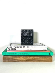 Dior經典車花格紋黑色卡片套小包古董錢包短夾 日出中古二手