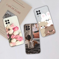 Case For Samsung Galaxy A22 4G 5G Fashion Casing Transparent Shockproof Silicone Fashion Love Heart Daisy Bumper For Samsung A22 Galaxy A22 Cover