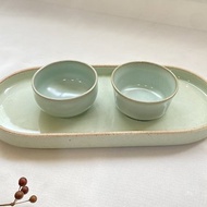 【好日戀物】早期復古青瓷橢圓托盤杯組三件組合茶具組收藏儀式感