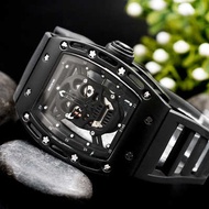 นาฬิกาผู้ชาย Richard Wilber Pan Rhinestone Skull Hollow Luminous Waterproof Casual Trendy Mens Watch