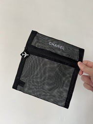 (全新平放)Chanel beaute黑色網收納包/旅行收納袋