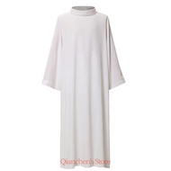 Men Clergy Solid Alb Catholic Church Deacon Robe Vestments  Roll Collar