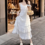 dress 新款 连衣裙 法式白色吊带连衣裙2025新款夏季气质蕾丝蛋糕海边度假裙子  wlgk3332 .my06.25