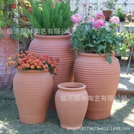 Red Pottery Pot Combination Flower Pottery Pot Stoneware Landscape Flower Pot Breathable Water-Absor