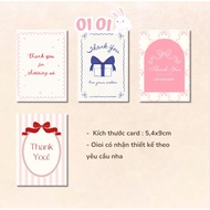 Oioi | 50 - 100 Thank You Cards, Thank You Cards PRINTED ON 2 SIDES 5,4x9cm C300gsm paper, Thank You