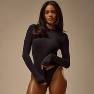 Fitted Long Sleeve Crewneck Polyamide Top Winter Cosy Lounge Cute Sexy Everyday Lounge Essential Spr