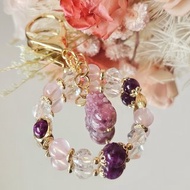 粉紫祖母晶貔貅款吊飾-/開運小物/紫祖母晶/粉晶/白水晶