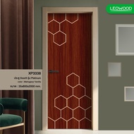 Changdee ประตู ECO LEOWOOD ประตูไม้เคลือบเมลามีน DoorX Platinum ลาย 3 ขนาด 80x200 ซม. สีมะฮอกกานี