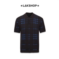 GXG Blue Black Plaid Knit Polo Shirt