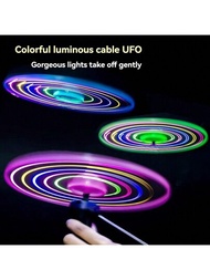 1 Pieza Disco Volador Luminoso Multicolor Led Con 5/6 Luces Y Cordón, Ideal Para Jugar Al Aire Libre