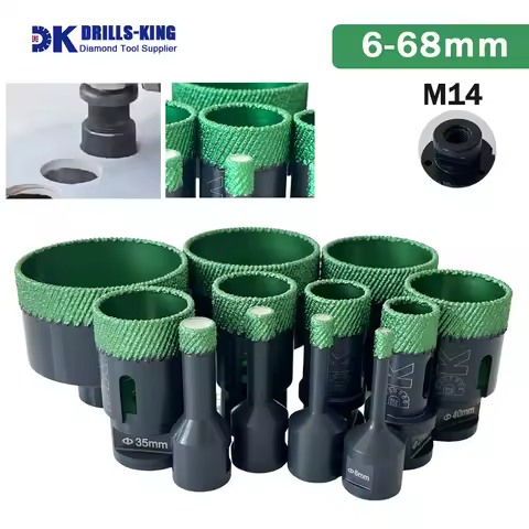 Drills-King 1pcs 6-68mm Diamond Drill Bit Drilling Crowns Tile Porcelain Ceramic Marble Hole Saw M14
