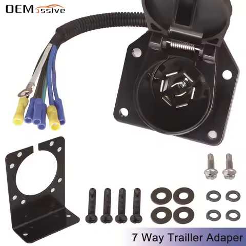 Universal Accessories 7 Pin 7 Way RV-Style Blade Trailer Connector Socket Wiring Harness Mounting Br
