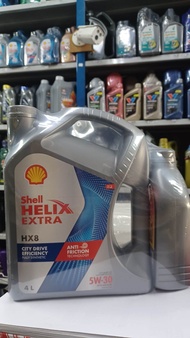 Shellน้ำมันเครื่องเบนซินสังเคราะห์เชลล์ HX8 5w30(4ลิตรแถม1ลิตร)