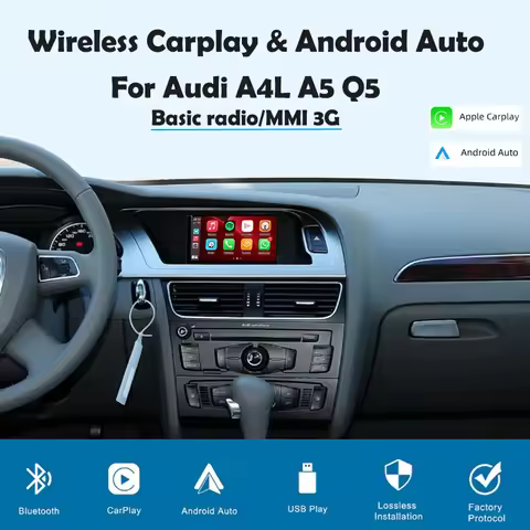 Wireless carplay Android Auto Module For Audi A4l RS4 RS5 A5 Q5 B8 8R 8T Mirror Link AirPlay MMI 3G+