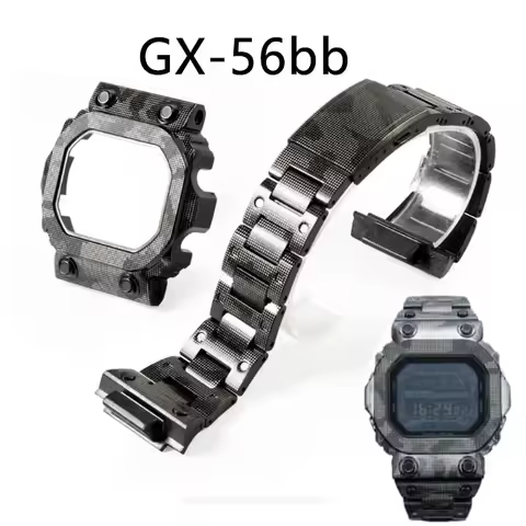 For G-SHOCK Casio GX-56 GX-56BB GXW-56 Stainless Steel Set Camouflage Stainless Steel Strap Case Big
