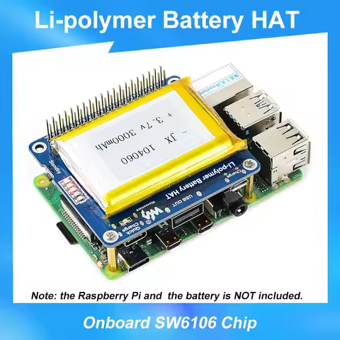 Raspberry Pi 4 Li-polymer Battery HAT SW6106 Power Bank Solution with Protection Circuits (Not inclu