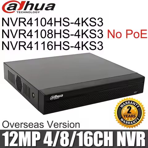 Original Dahua 4K NVR NVR4104HS-4KS3 NVR4108HS-4KS3 NVR4116HS-4KS3 4/8/16 Channels Network Video Rec