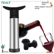 TEALY Wine Stopper Vacuum Pump, Bottle Stopper Saver Sealing Air Lock Aerator, Durable Stainless Steel Easy to Use with 2 Vacuum Stoppers Wine Saver Pump Wine Bottles