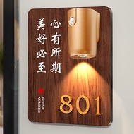 Residential Apartment Surname House Number Plate with Induction Light Door Unit Number Non drilling 