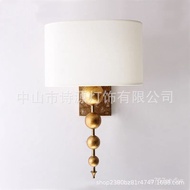 American Retro Wall Lamp Living Room Wall Light Bulb Distressed Gold Modern Hallway Study and Bedroom Lamps Wooden Lamps