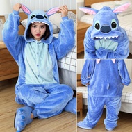 Animal Kigurumi Stitch Frog Cartoon Onesies Pajamas Anime Costumes for Adults Flannel One-Piece Body