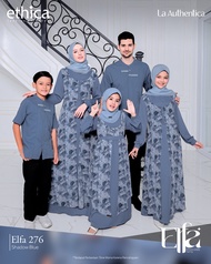 Ethica Sarimbit Elfa 279 Shadow Blue Gamis dan Koko Couple Keluarga
