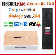 Mecool KM6 Android 10.0 TV Box Amlogic S905X4 4K Quad Core Cortex A55 Deluxe Wifi 6 Bluetooth 5.0 AV1 16GB 32GB 64GB 1000M Smart Media Player Support Voice Assistant Hot Sale Set Top Box