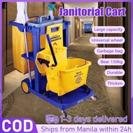 Janitorial Cleaning Cart with wheels Thicken Utility Janitor Cart Multifunction Hotel Cleaning Troll