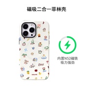 เคสโทรศัพท์แบบมีซิปรอบแบบน่ารักสำหรับ iPhone 15 pro Max 14 pro Apple 13 16 วาดการ์ตูน 12 ป้องกันเต็ม