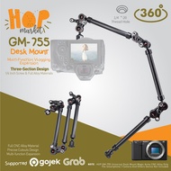 Hop GM-755 Metal Magic Arm 3 Section 360 Lazy Stand for Smartphone HP/DSLR/Mirrorless Camera/Extended Monitor