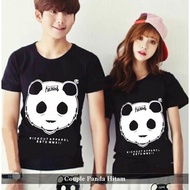 kaos couple Panda hitam putih baju pasangan tebal terbaru bareng bestie kickout bergambar trendy kek