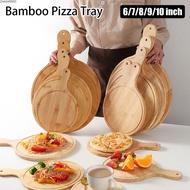 ZHAOX55OI 1Pcs Bamboo Pizza Tray, Stone Cutting Platter Wooden Pizza Board,  6/7/8/9/10 Inch Round w