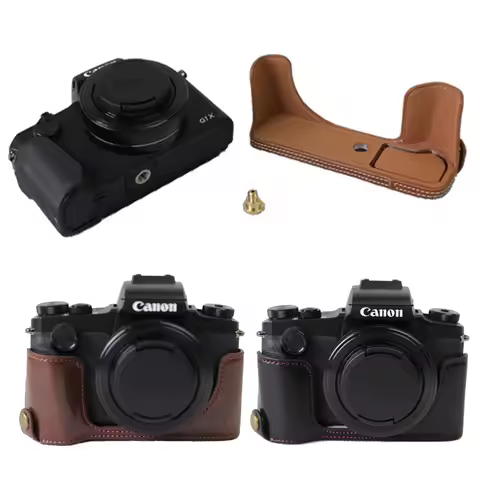 Vintage Camera PU Leather Half Case For Canon PowerShot G1XIII G1X Mark III G1X3 Bottom Case with Ba