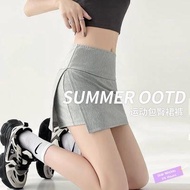 ✦Ready Stock✦ celana kulot wanita perempuan Side slit yoga culottes women's summer 2024 new anti-walking light slim hip skirt A-line sports skirt