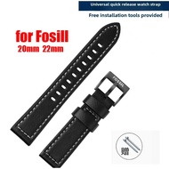 For Fossil Genuine Leather Watch Band - Compatible with Q Smartwatch/FTW1114/FS5436 - 20mm & 22mm Re