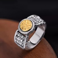 已开光 招财 可调节食指环 转运时来运转戒指男士招财麻将好运气幸运指环带财运六字真言 Fortune Adjustable Food Ring Retro To Do The Old Time To