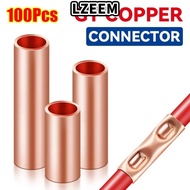 LZEEM 100Pcs Wire Terminal Crimp, Brass Cable Connector Kit GT Copper Terminal Connecting Tube, GT-1